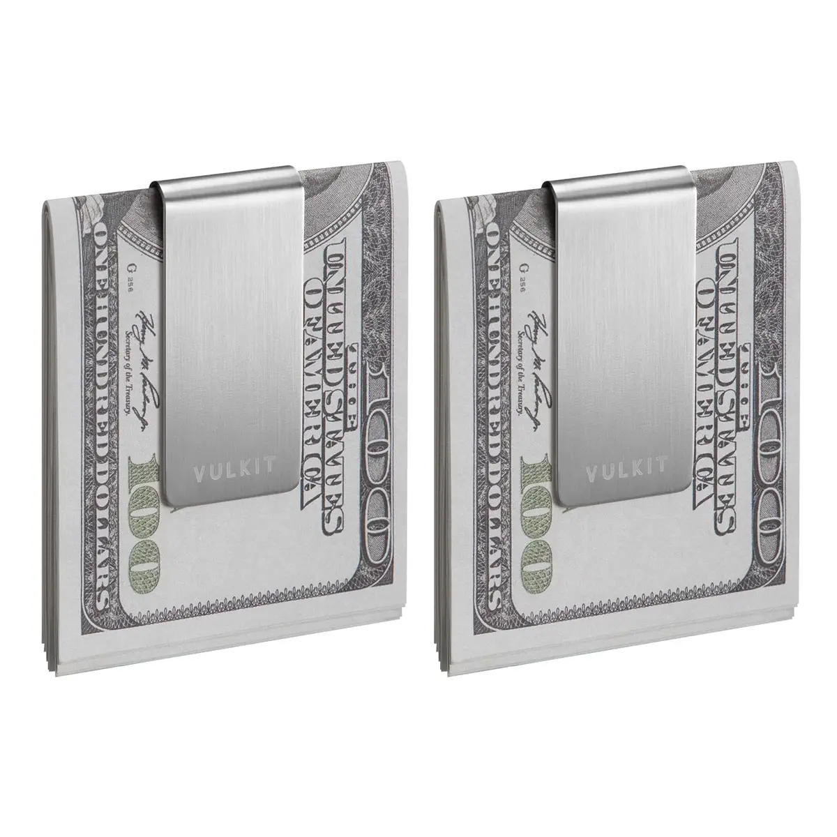 VULKIT Stainless Steel Money Clips 2Pcs | Slim Cash Holder for Men | 5.5 cm (2.1 inch) - main product image