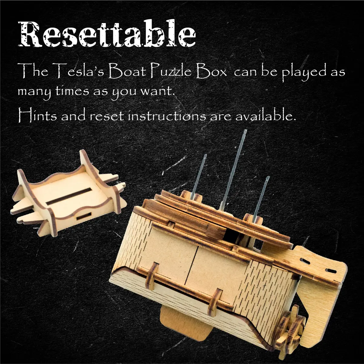 PUZZLE POTATO Tesla's Boat Wooden Escape Room Puzzle Box for Adults | Mechanical Brain Teaser with Hidden Compartments - view 8