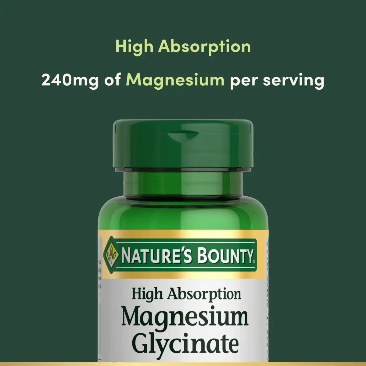 Nature's Bounty High Absorption Magnesium Glycinate 240 mg 120 Count | Supports Muscle Relaxation & Bone Health - view 3