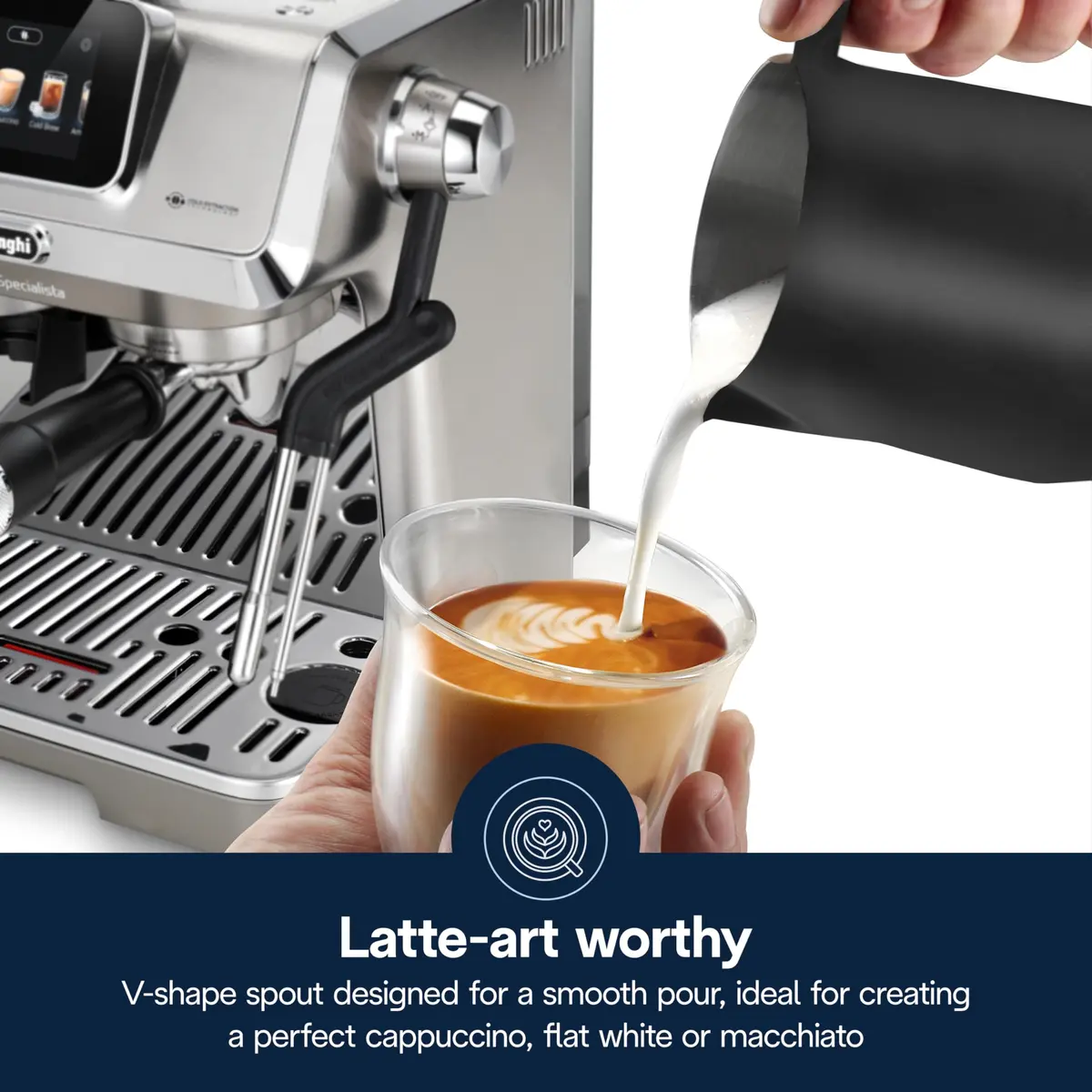 De'Longhi Matte Black Stainless Steel Milk Frothing Pitcher 500ml (17 oz) | Perfect Pour Control for Latte Art - view 3