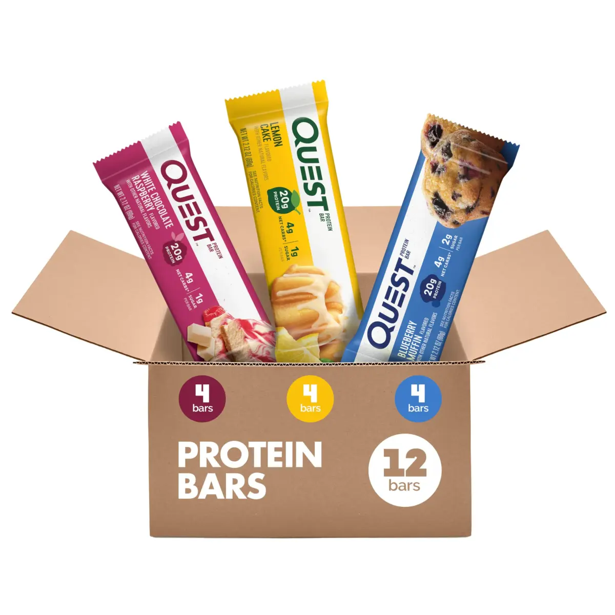 Quest Fruit Lovers Protein Bars Variety Pack 12 Count (1.76oz Each) | 20g Protein, Low Sugar, Gluten-Free - main product image