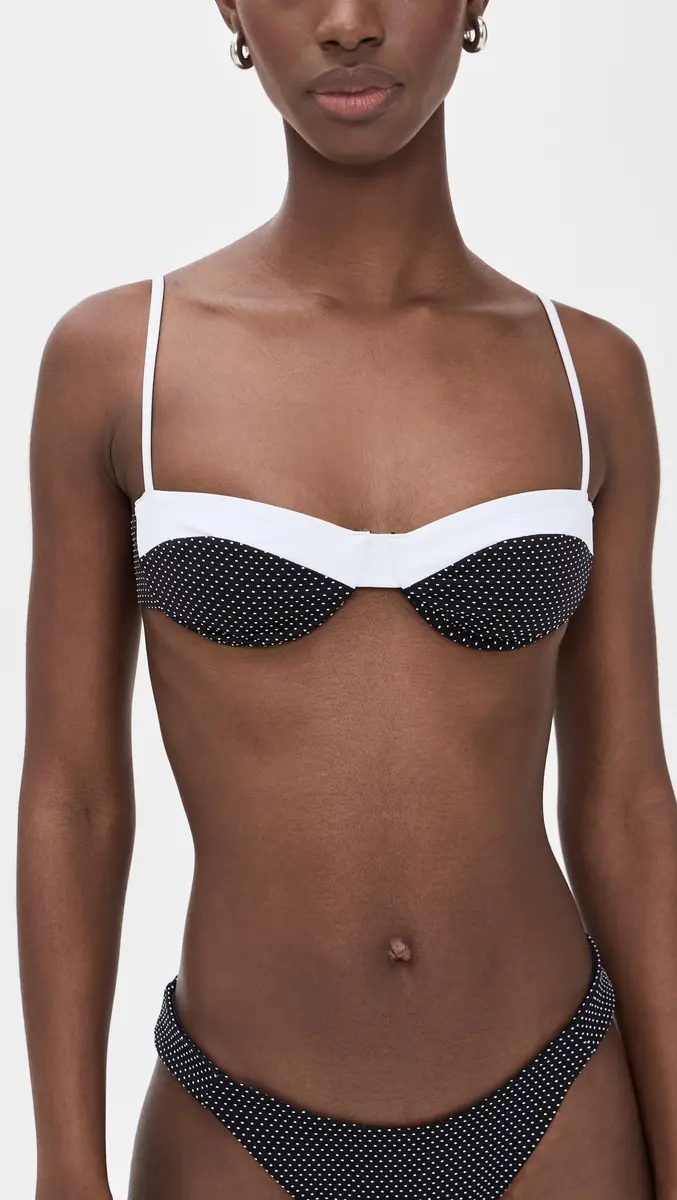 Onia Brigitte Bikini TOP Black/White | Minimal Coverage with Hidden Underwire Support - view 2