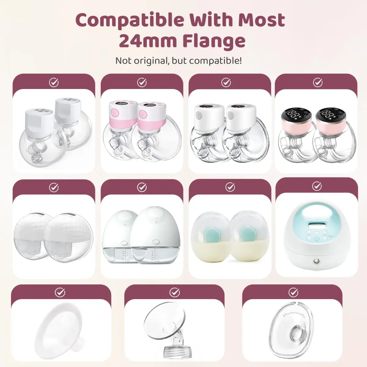 Nursi Luna Flange Sizing Kit for 24mm Breast Pumps, 10PCS | IBCLC-Developed for Precise Fit - view 5