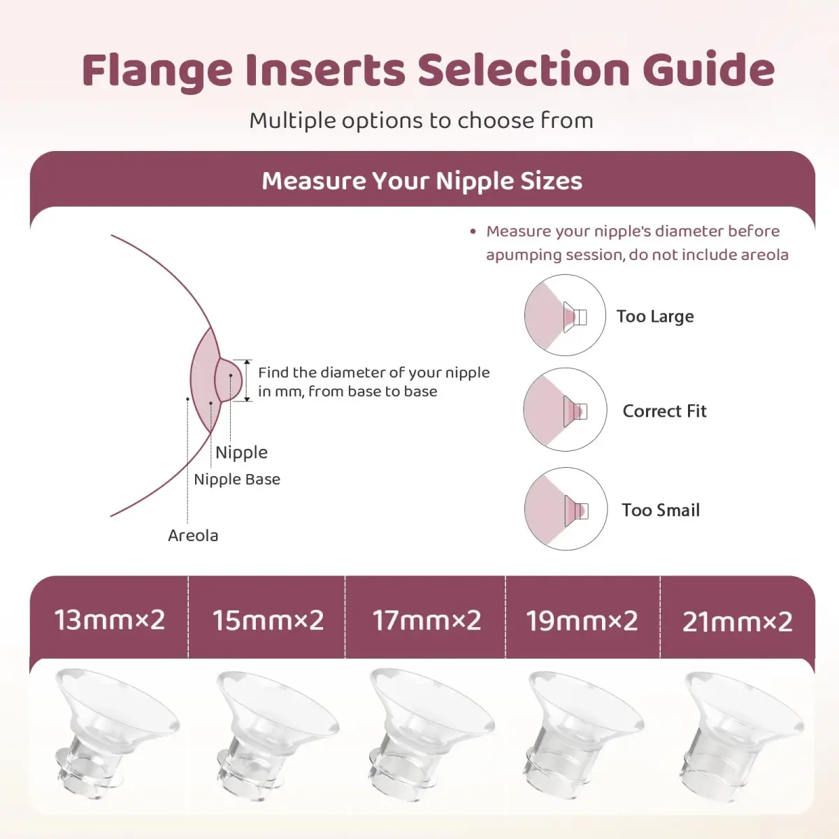 Nursi Luna Flange Sizing Kit for 24mm Breast Pumps, 10PCS | IBCLC-Developed for Precise Fit - view 6