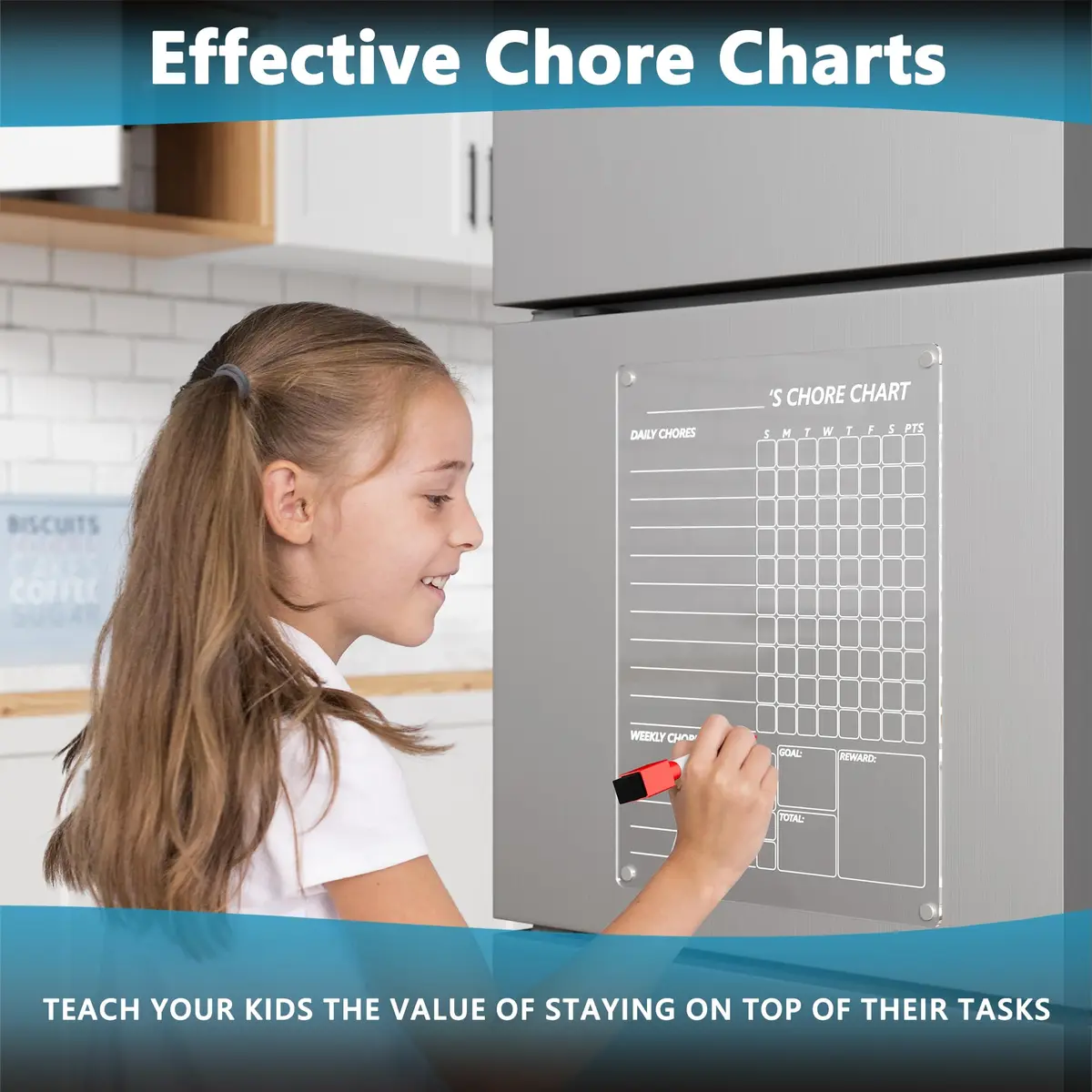 Neatsure Acrylic Magnetic Chore Chart 12"x9" | Clear Dry Erase Board for Fridge - view 5