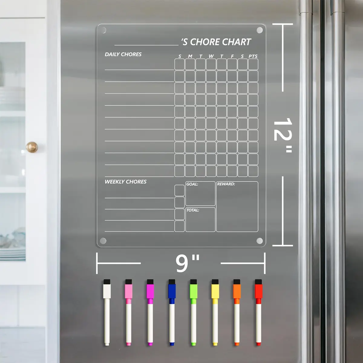 Neatsure Acrylic Magnetic Chore Chart 12"x9" | Clear Dry Erase Board for Fridge - view 4