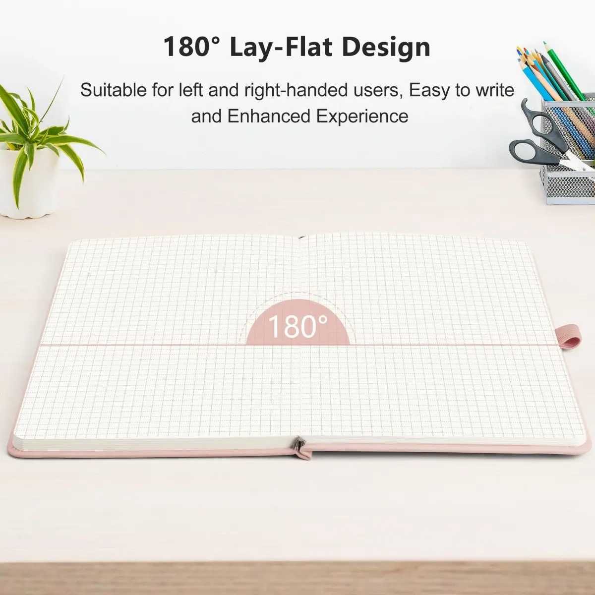 RETTACY Graph Grid Paper Notebook, A5 Size (5.7'' x 8.3'') 192 Pages, 5 Squares/Inch, Rose Gold Leather Hardcover, 100 GSM Thick Paper - view 6