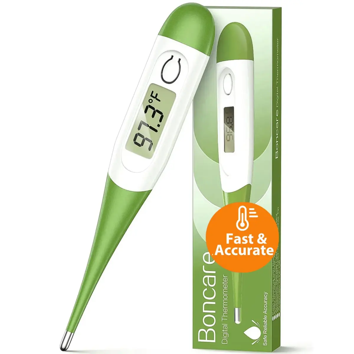 Boncare Digital Oral Thermometer Green | Fast 10-Second Reading for Adults, Kids, and Pets - main product image