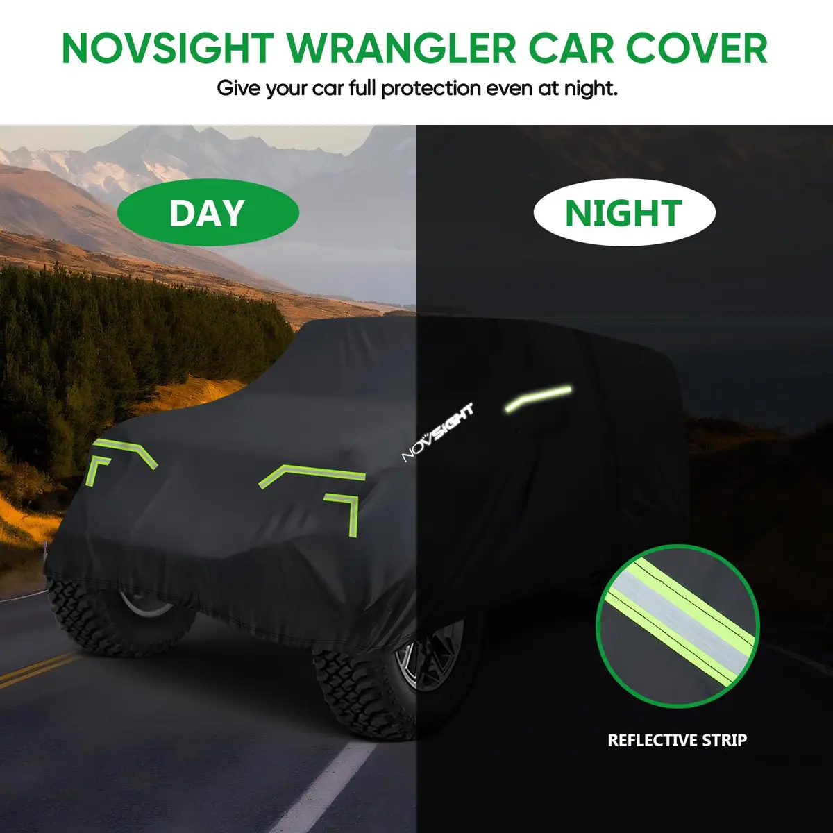 NOVSIGHT Jeep Wrangler Cover 2 Door Waterproof | Heavy-Duty All Weather Protection - view 7