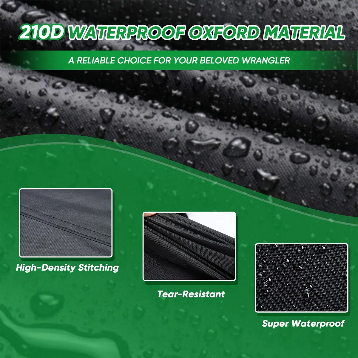 NOVSIGHT Jeep Wrangler Cover 2 Door Waterproof | Heavy-Duty All Weather Protection - view 2