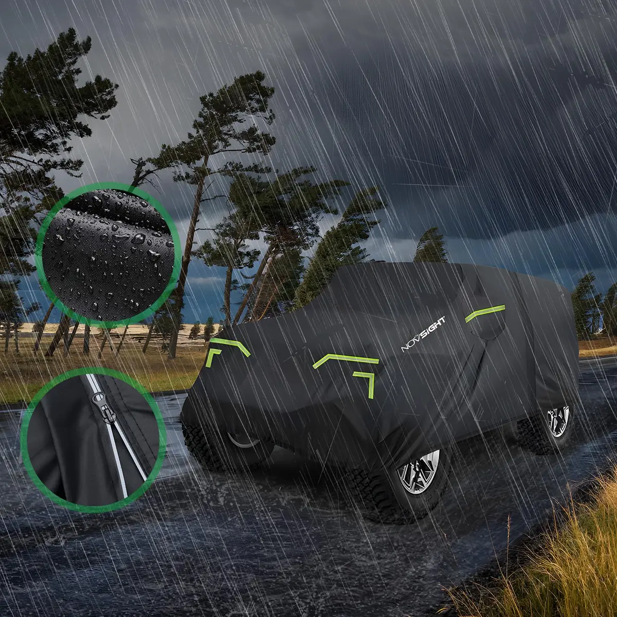 NOVSIGHT Jeep Wrangler Cover 2 Door Waterproof | Heavy-Duty All Weather Protection - view 4
