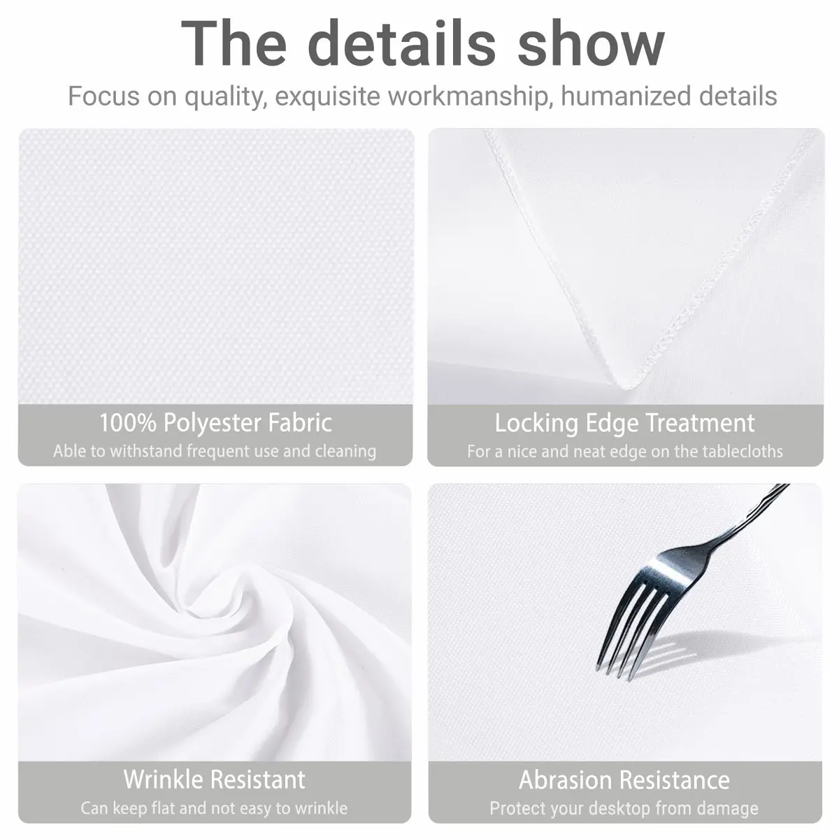 MRJ Polyester Tablecloth 60 x 84 Inch White Rectangle | Washable Fabric Cover for Dining - view 3
