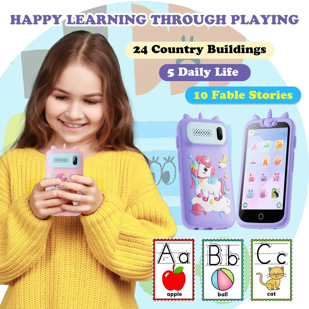 E teacher Kids Toys Phone Purple 3.97" Touchscreen | Educational Games & Camera - view 6