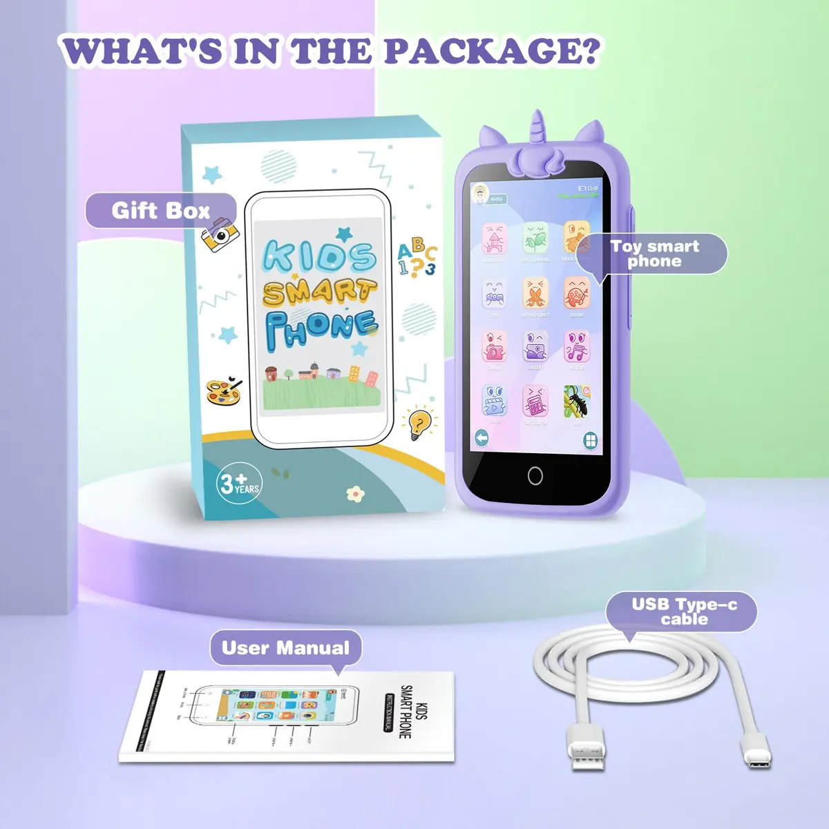 E teacher Kids Toys Phone Purple 3.97" Touchscreen | Educational Games & Camera - view 8