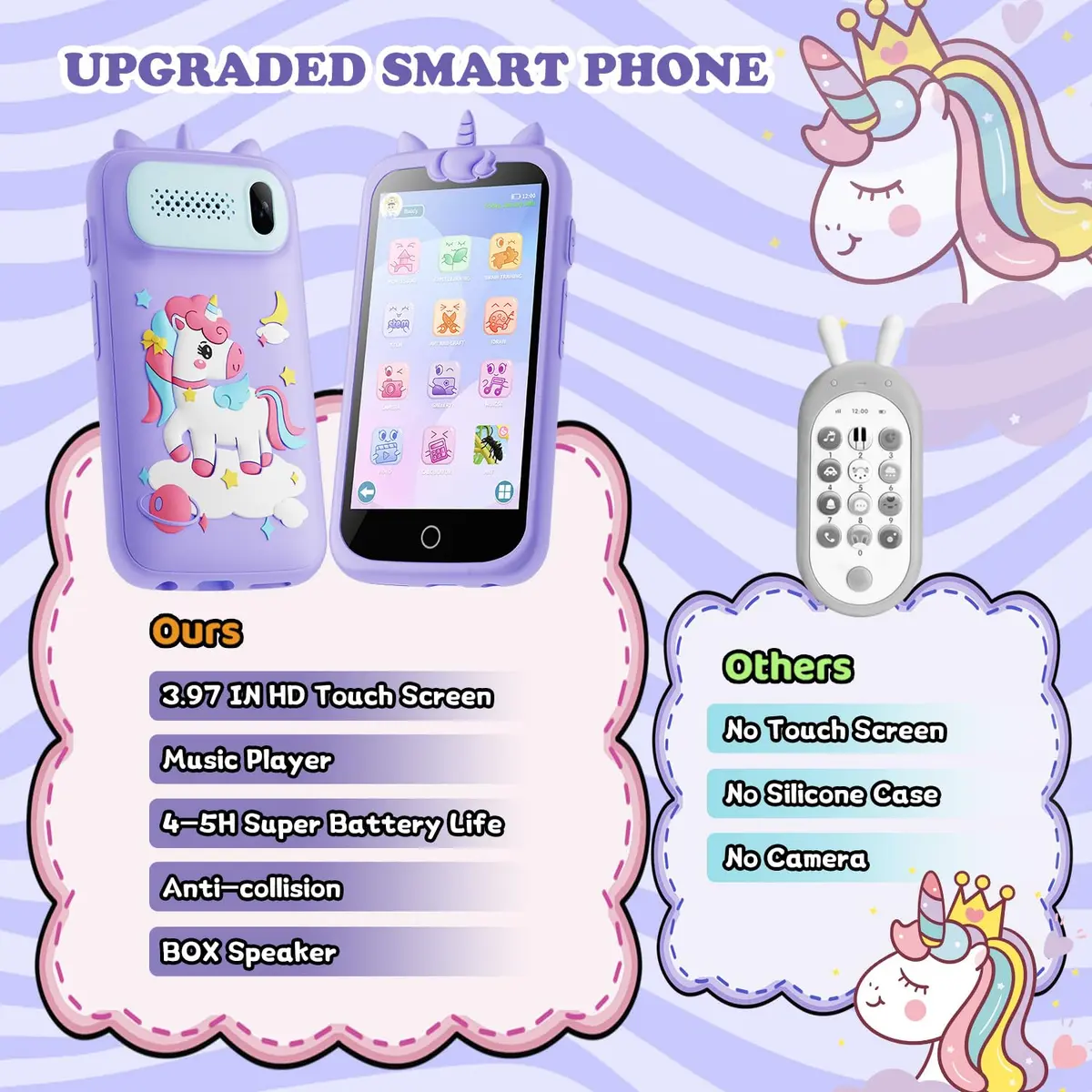 E teacher Kids Toys Phone Purple 3.97" Touchscreen | Educational Games & Camera - view 4