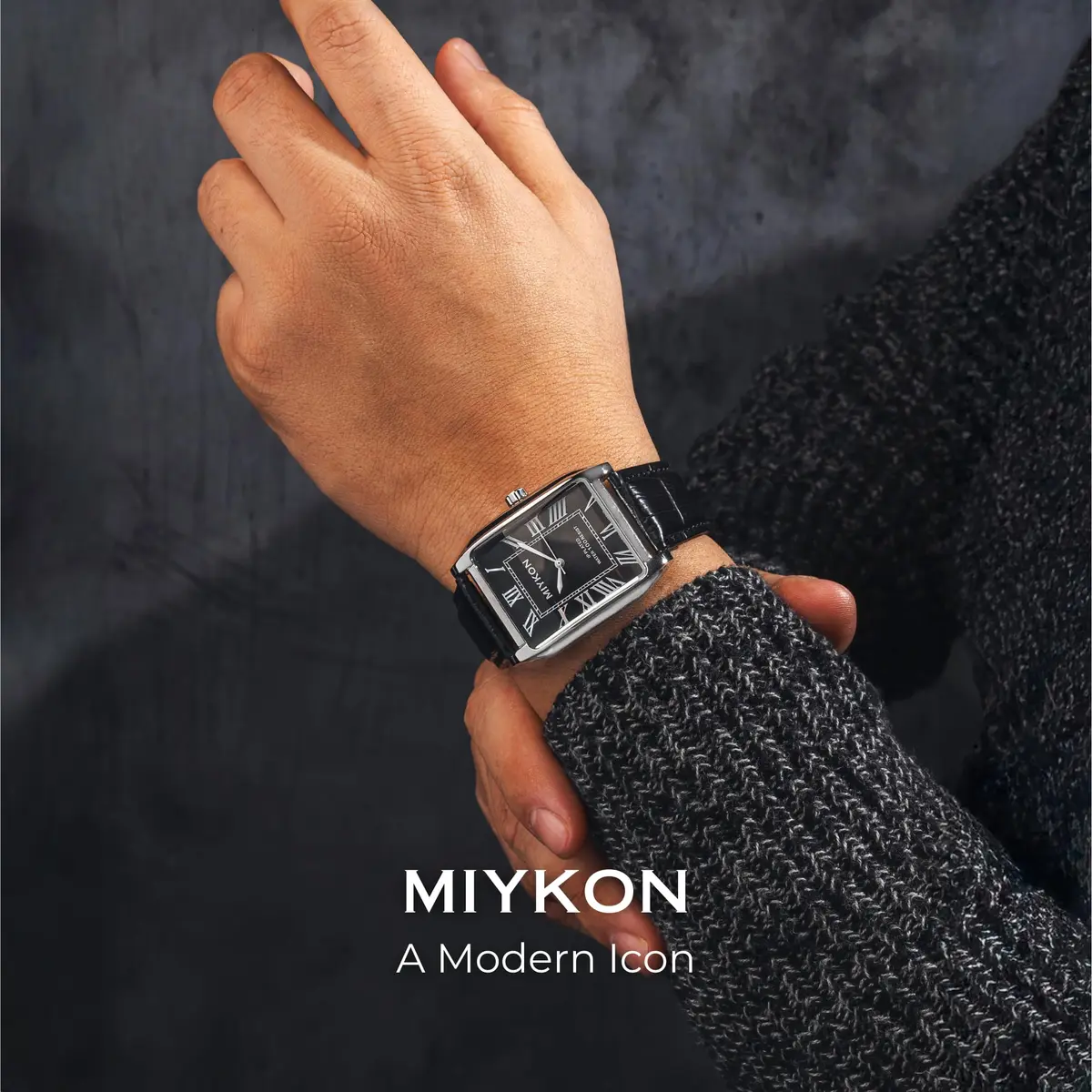 Miykon Men Vintage Tank Dress Watch 38mm | Genuine Leather, Water Resistant - view 2