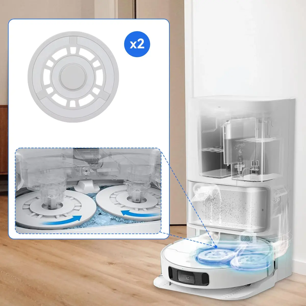 Sgizoku Mop Pad Plate Holder 2 Pack | Compatible with Dreame L10S Ultra & Xiaomi X20+ Robot Vacuums - view 5