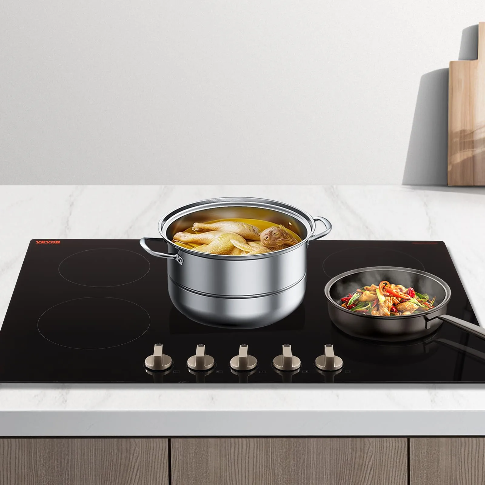 VEVOR 9200W 36-inch Induction Cooktop with 5 Burners & Knob Control, 220V Black | 220V Compatible Cooktop - main product image