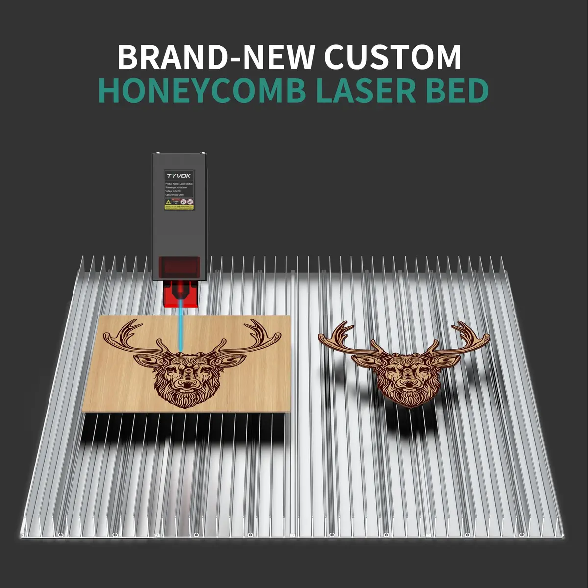 Puikos Honeycomb Laser Bed 400 x 400 mm | Modular & Customizable for Laser Engraving - view 2