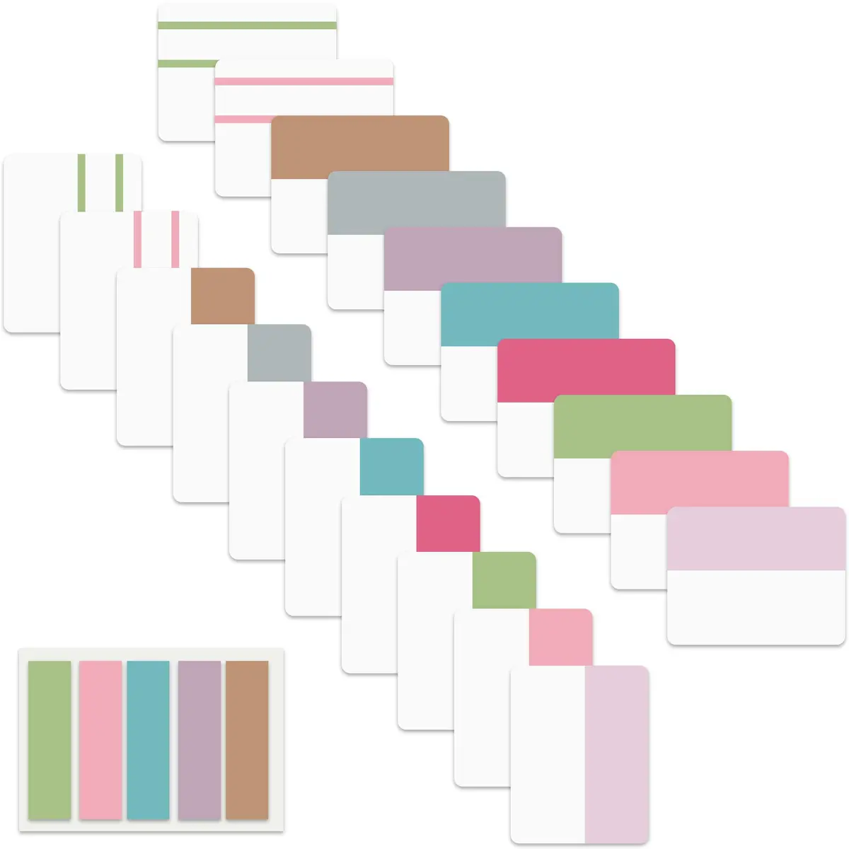 ELII 500 PCS Sticky Tabs 2 Inch Index Tabs, Page Markers File Tabs | 10 Pastel Colors, 2 Sizes - main product image