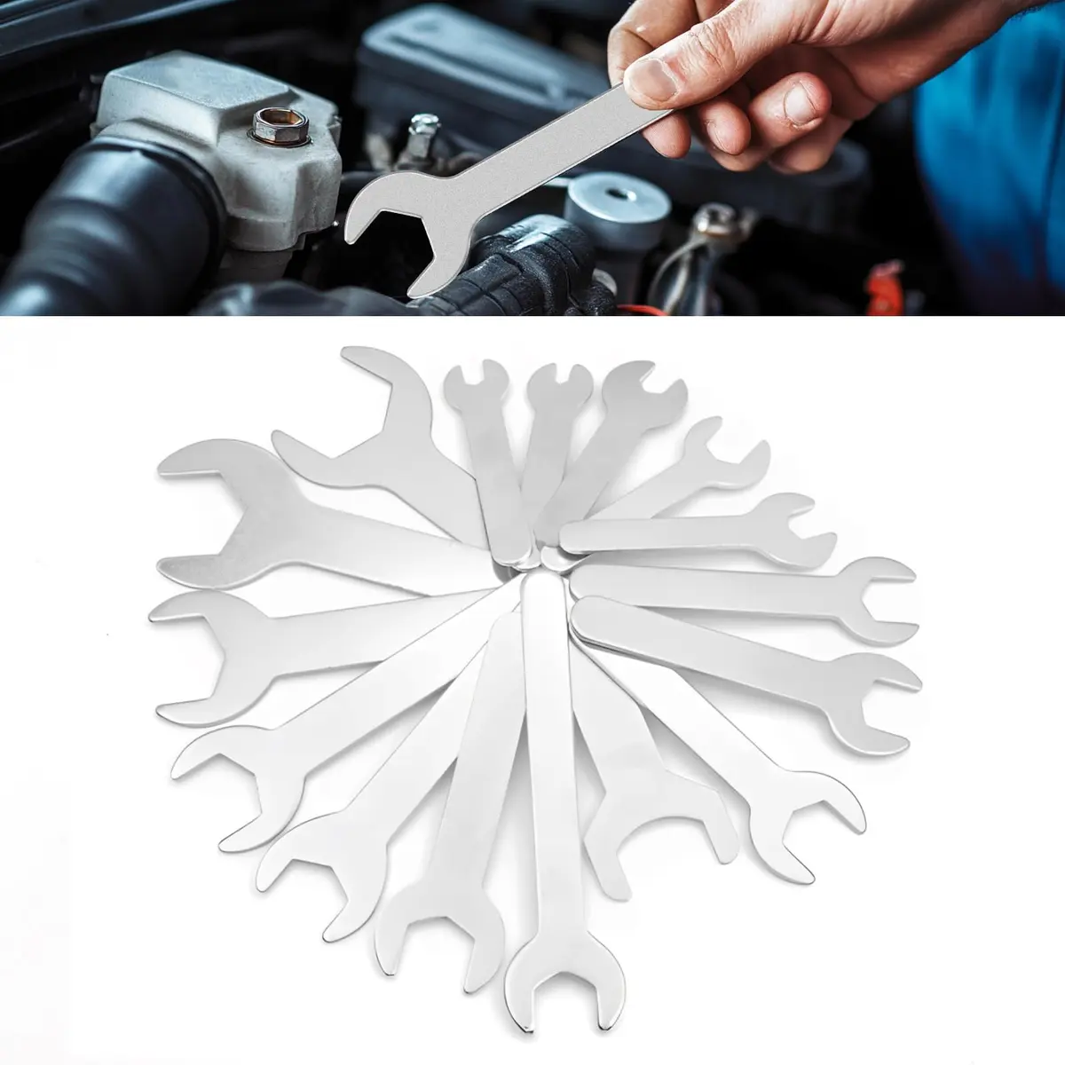 Biqing Ultra Thin Wrench Set Metric 2mm | Slim Open-End Wrenches for Tight Spaces - main product image