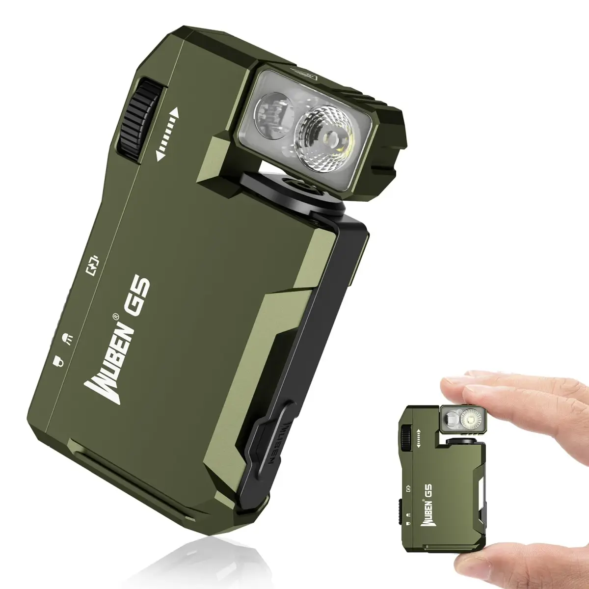 WUBEN G5 Rechargeable EDC Flashlight, Mini Flat Bright Small Flashlight 400 Lumens (52.3g) | Dual Light Source LED Torch - main product image
