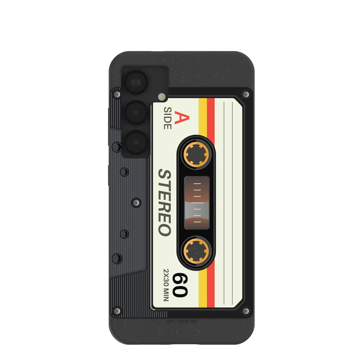 Pela | Phone Case Compatible with Samsung Galaxy S25 | Limited Edition | Supports Wireless Charging | Eco Friendly | Black Cassette - main product image