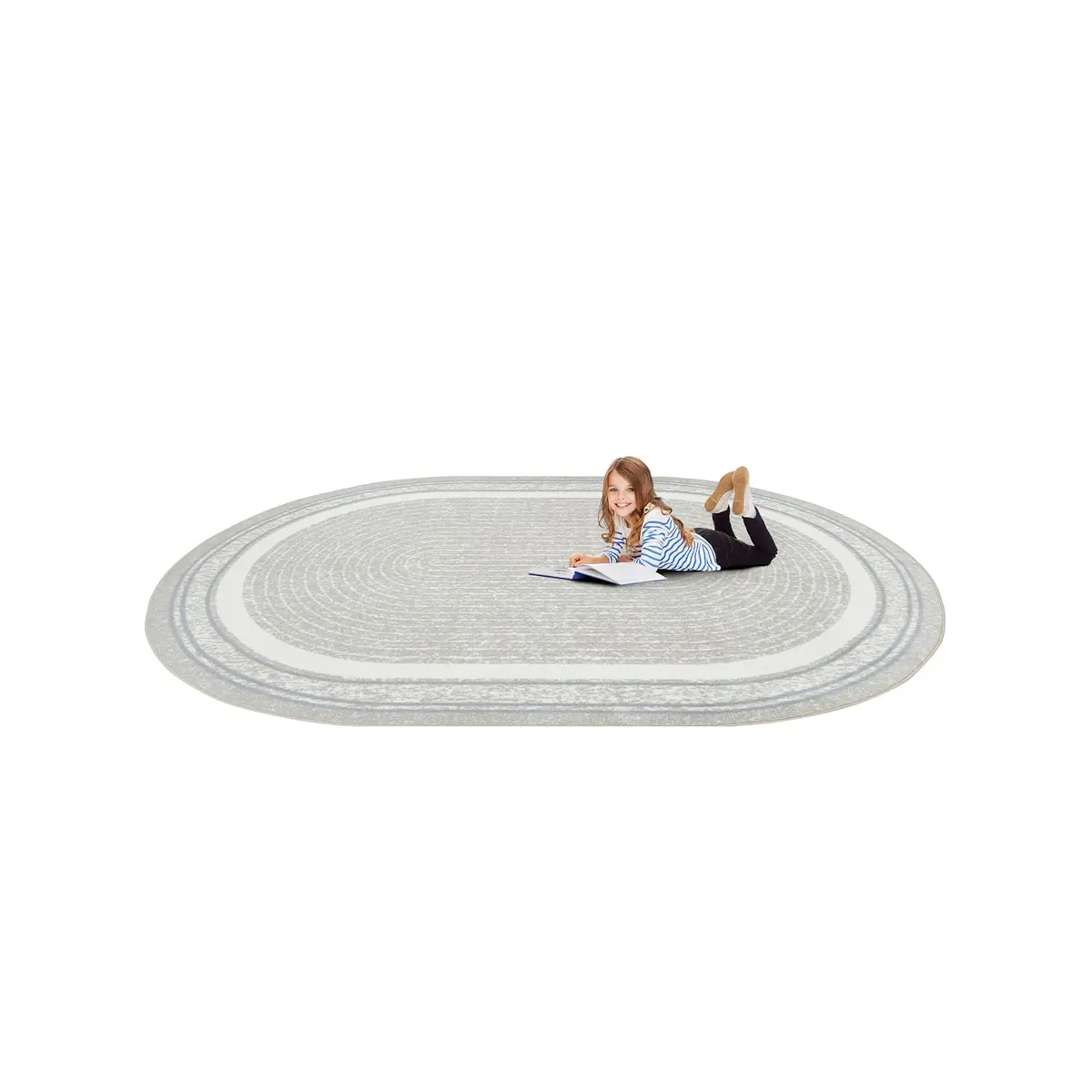 Joy Carpets Cozy Corner 5'4" x 7'8" Oval Area Rug in Color Linen | Child-Friendly, Durable, Soft Nylon - view 3