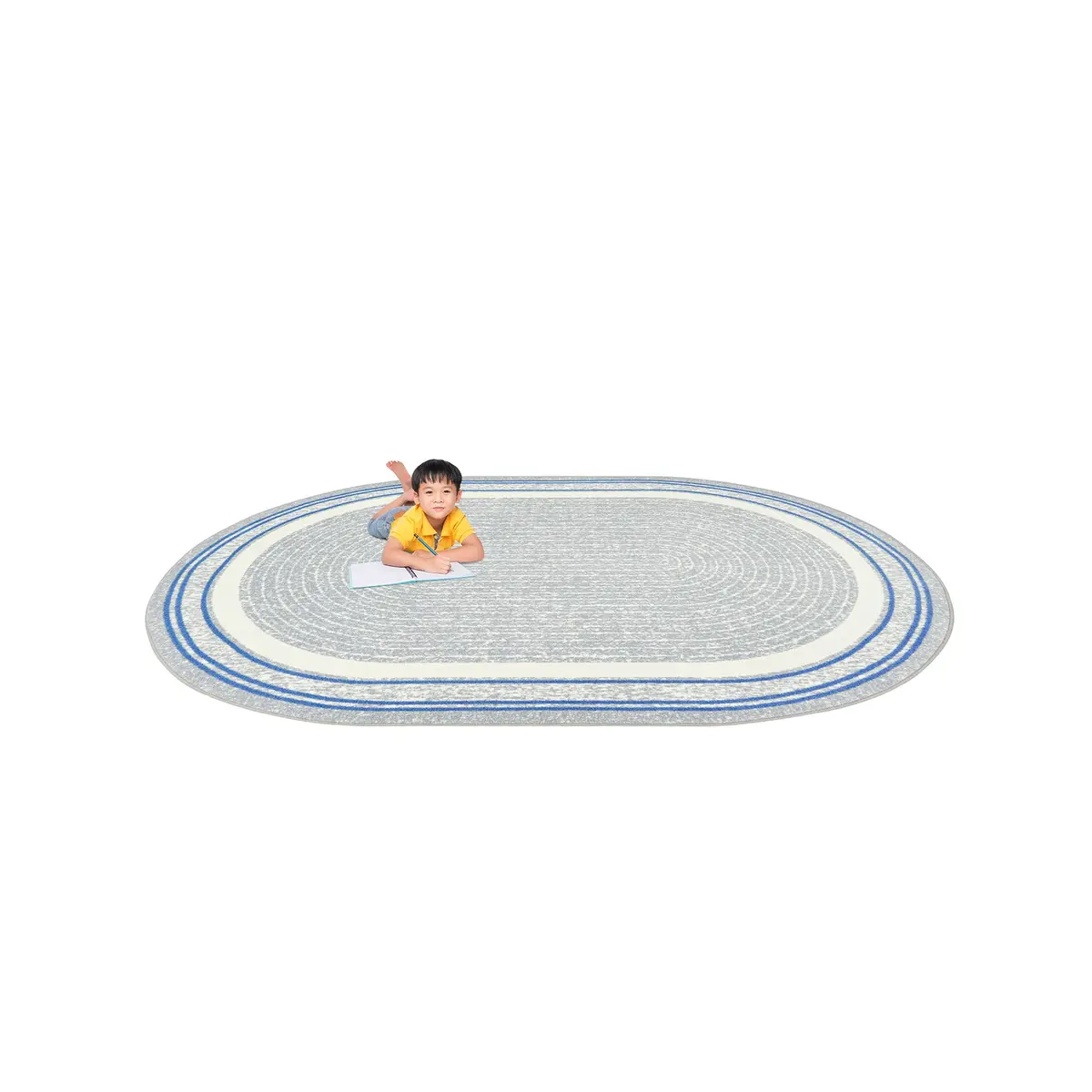 Joy Carpets Cozy Corner 3'10" x 5'4" Oval Area Rug in Light Blue | Child-Friendly Classroom & Playroom Decor - view 4