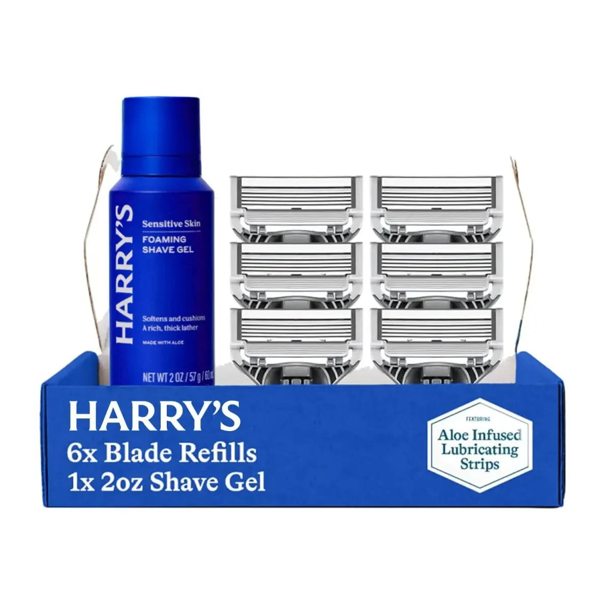 Harry's Original Razor Blade Cartridge Refills with Foaming Shave Gel | 6 Blades + 2oz Gel - main product image