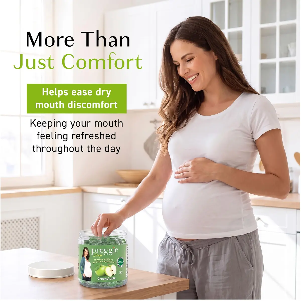 Three Lollies Preggie Pop Drops Pregnancy Candy, Green Apple, 32 Count | Pregnancy Nausea Relief with Vitamin B6 - view 3