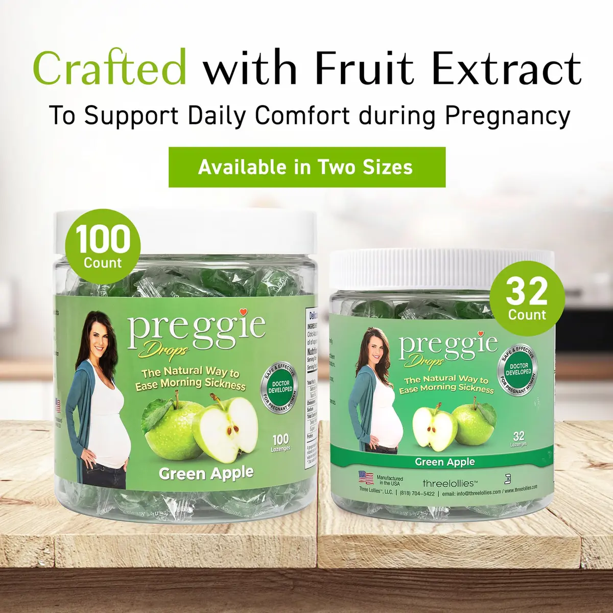 Three Lollies Preggie Pop Drops Pregnancy Candy, Green Apple, 32 Count | Pregnancy Nausea Relief with Vitamin B6 - view 4