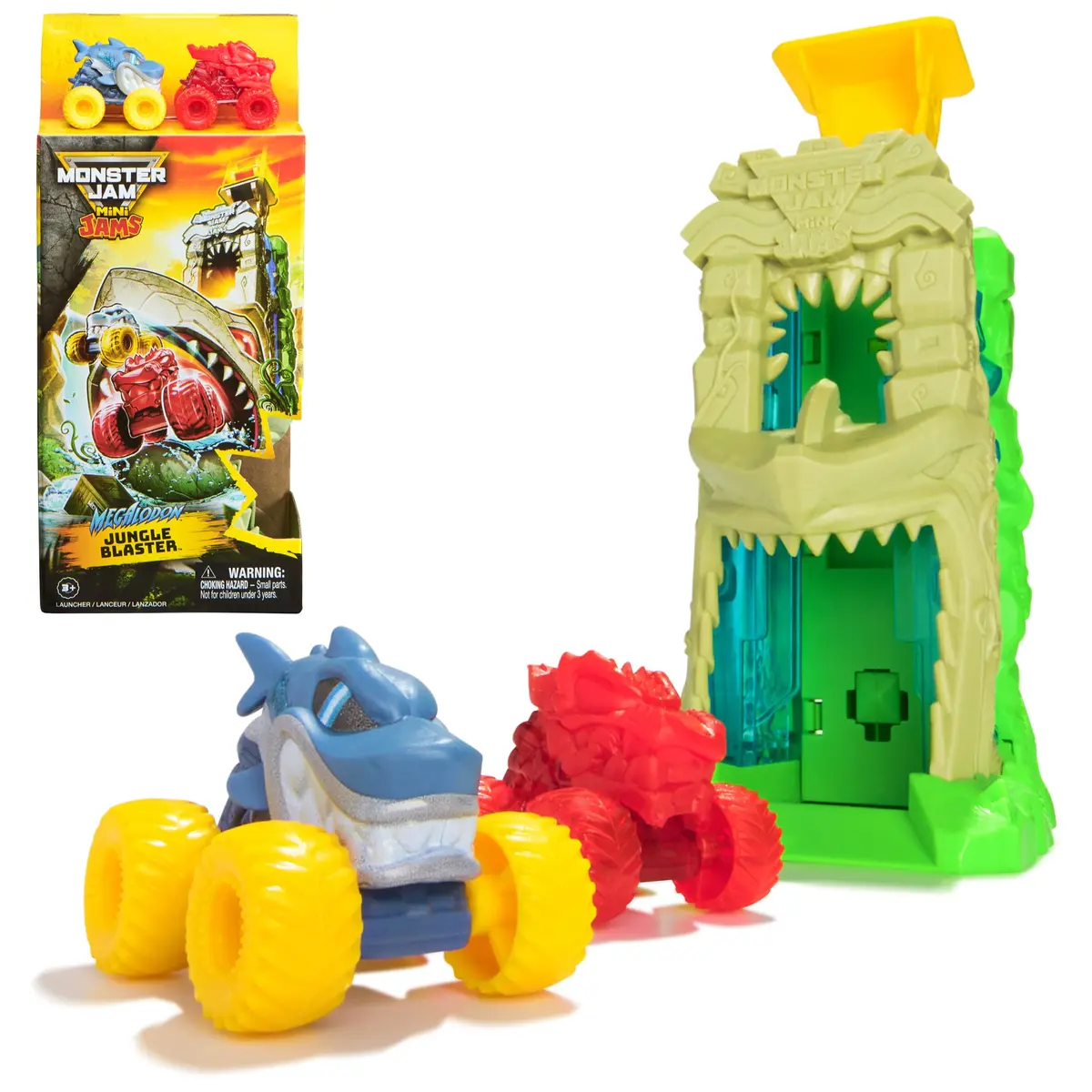 Monster Jam Mini Jams Megalodon Jungle Blaster Launcher Playset | Rapid Fire Toy Set for Kids - main product image
