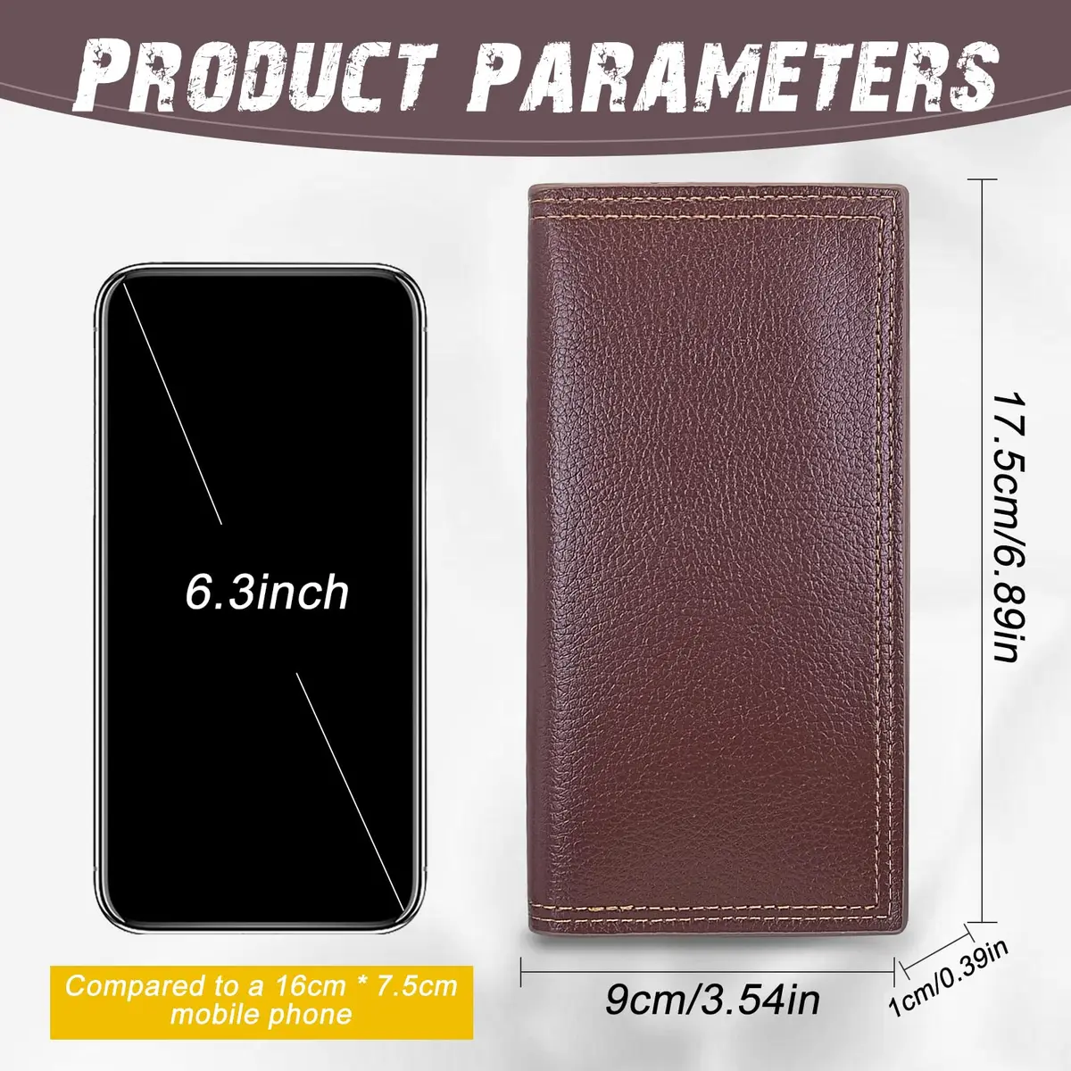 AdiStylinno Long Wallet for Men, Minimalist Leather Bifold Slim Wallets, Fashion Clutch Purse Credit Card Holder Wallet (Coffee) - view 2