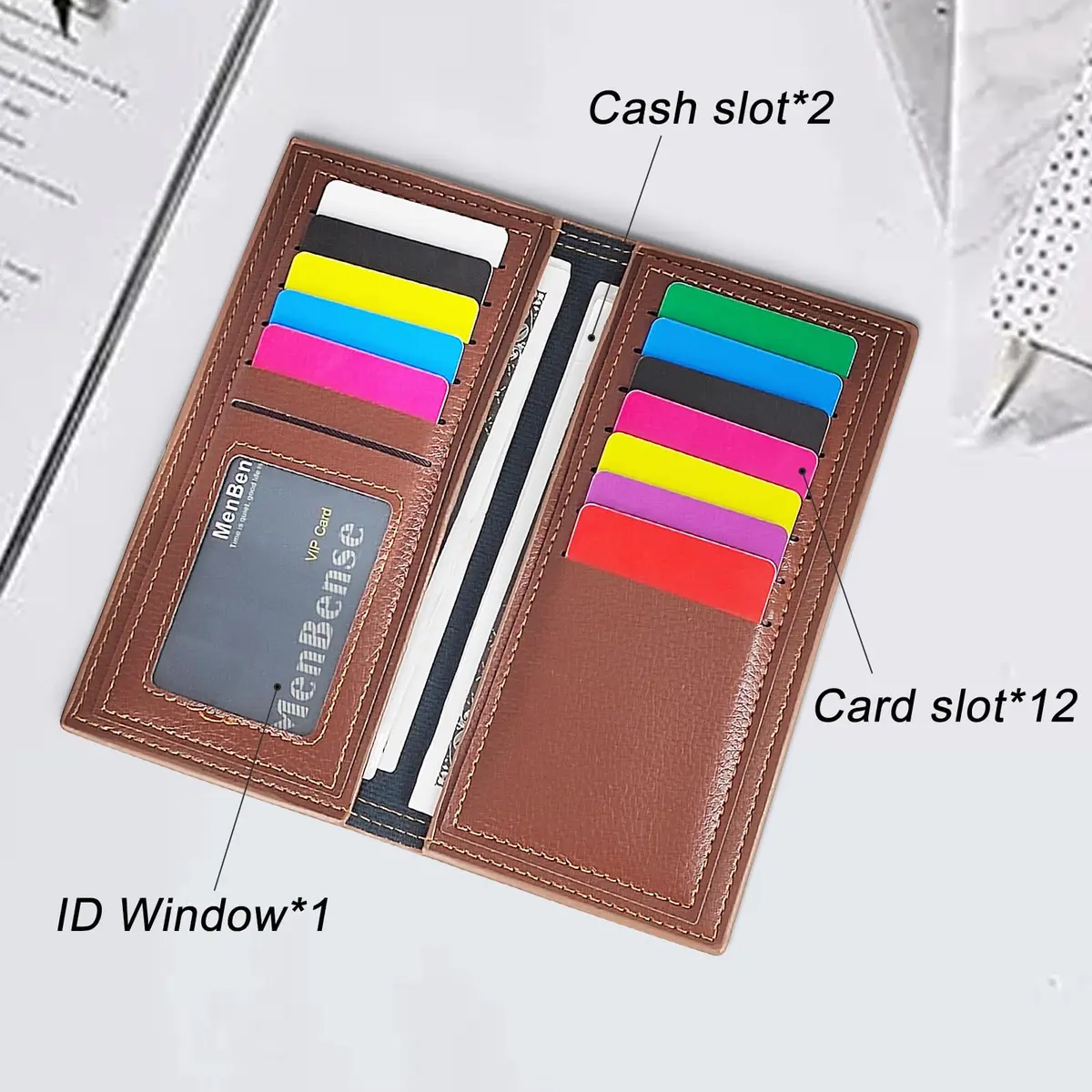 AdiStylinno Long Wallet for Men, Minimalist Leather Bifold Slim Wallets, Fashion Clutch Purse Credit Card Holder Wallet (Coffee) - view 4