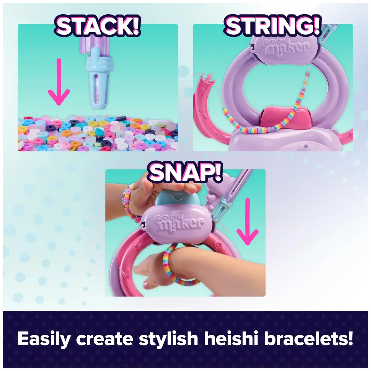 Cool Maker Stack'd Heishi Studio Bracelet Making Kit | Ages 7+ | 1220 Beads & 15 Bracelets - view 2
