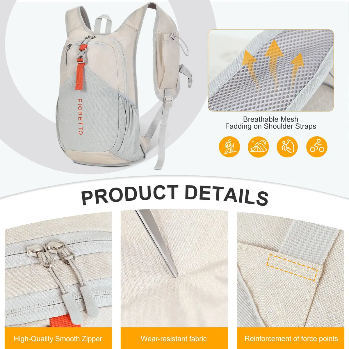 FIORETTO 15L Hiking Backpack | Lightweight Foldable Daypack for Travel & Outdoors - view 6