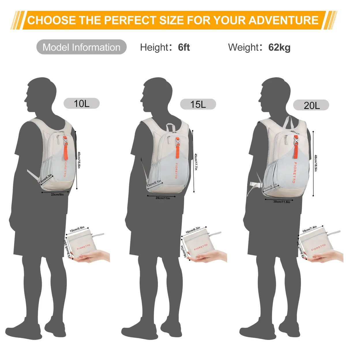 FIORETTO 15L Hiking Backpack | Lightweight Foldable Daypack for Travel & Outdoors - view 7