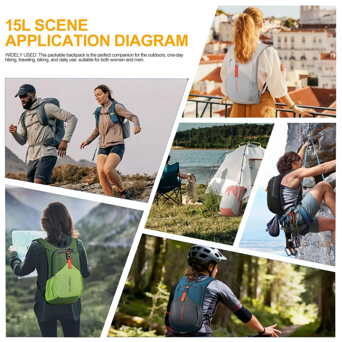 FIORETTO 15L Hiking Backpack | Lightweight Foldable Daypack for Travel & Outdoors - view 8