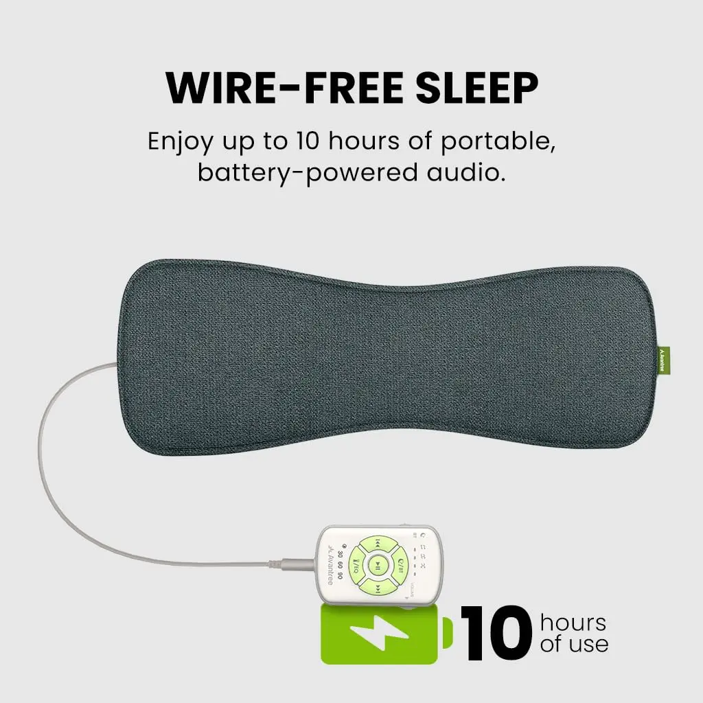 Avantree Slumber 2 Bluetooth Pillow Speaker for Side Sleepers | 4 Ultra-Flat Speakers, White Noise, Remote Control & Sleep Timer, Soft Design for Sleeping, Podcasts & Audiobooks, Gray - view 8
