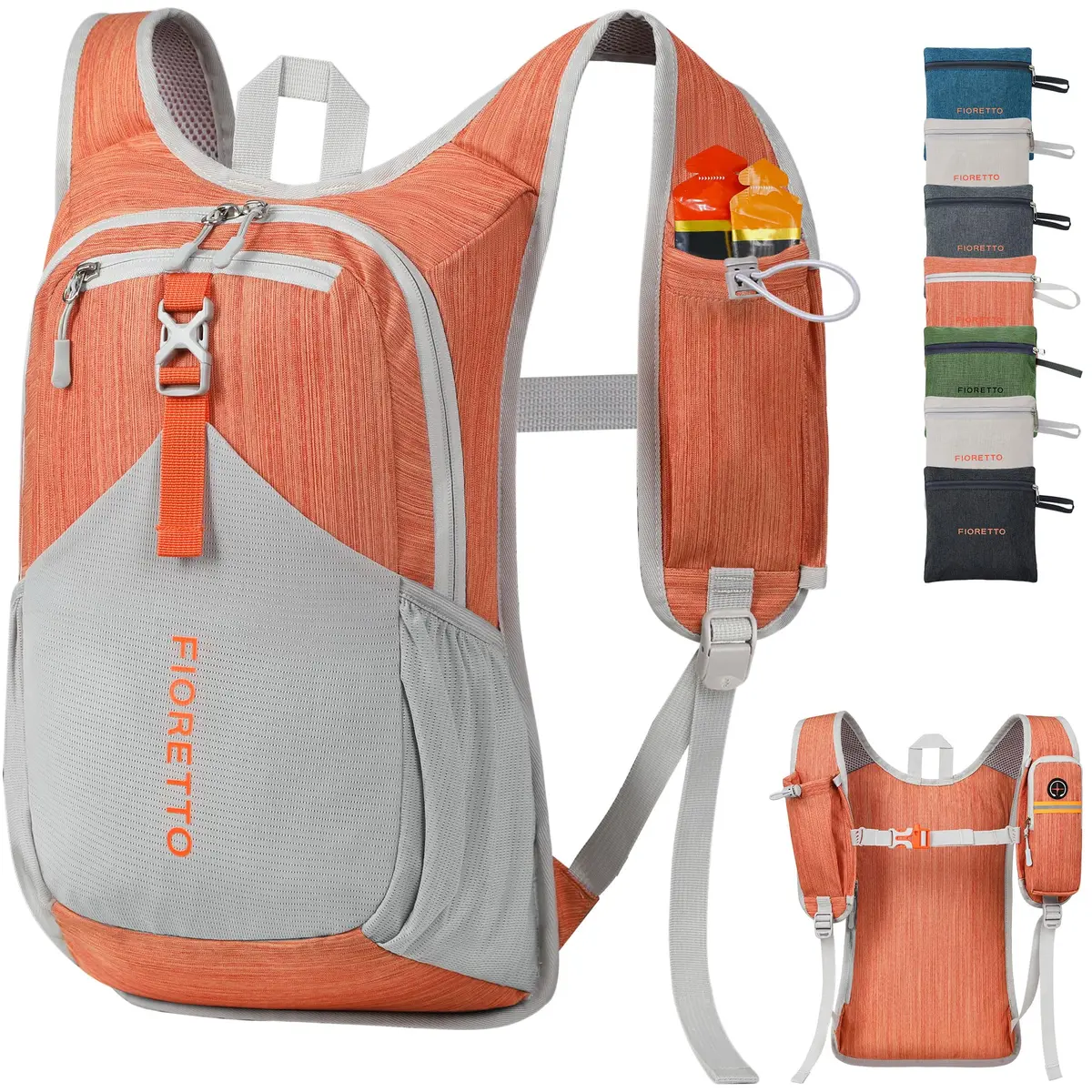 FIORETTO 15L Hiking Backpack for Men Women Lightweight Foldable Small Daypack for Travel Camping Outdoor, Orange | Compact 15L, Water-Resistant - main product image