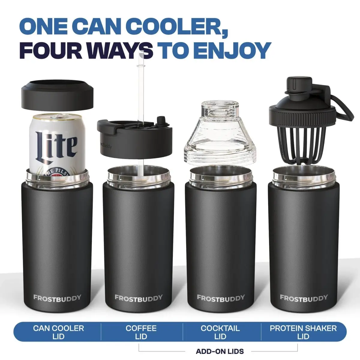 Frost Buddy Universal Can Cooler Ice Cream | Fits 12oz, 16oz, Slim Cans, Bottles | Stainless Steel Insulator - view 7