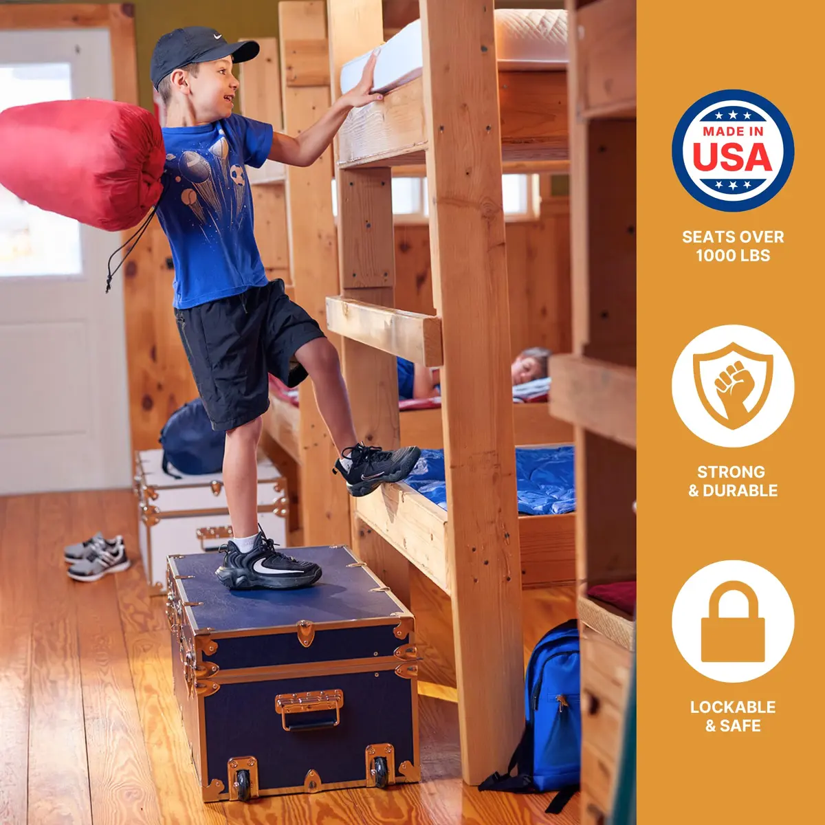 Rhino Trunk & Case Small Essential Storage Box 30"L x 17"W x 13"H | Heavy-Duty Camp & Dorm Trunk - view 6
