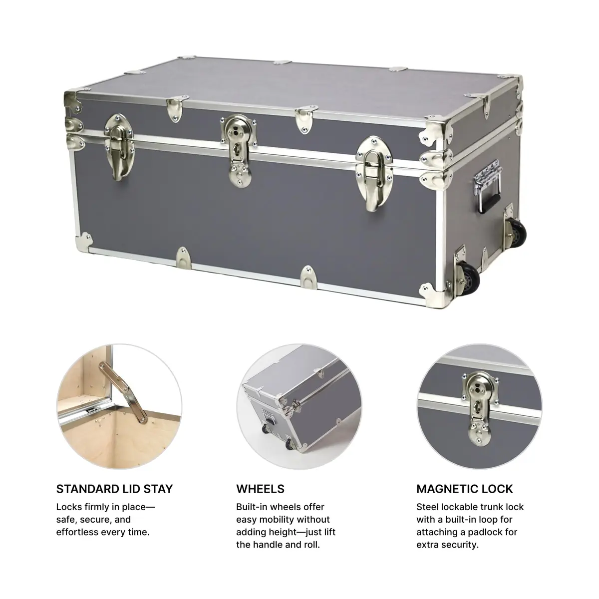 Rhino Trunk & Case Small Essential Storage Box 30"L x 17"W x 13"H | Heavy-Duty Camp & Dorm Trunk - view 4