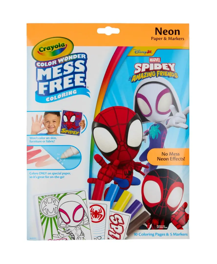 Crayola Color Wonder Spidey and His Amazing Friends Neon Coloring Kit, 15 Pieces | Mess-Free Art Supplies for Toddlers - view 2