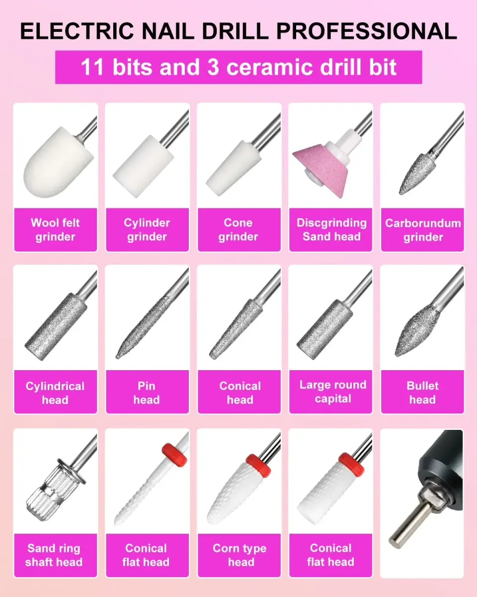 MOSKANY Professional Nail Drill Kit 35000RPM Cordless Rechargeable | 35000 RPM - view 9