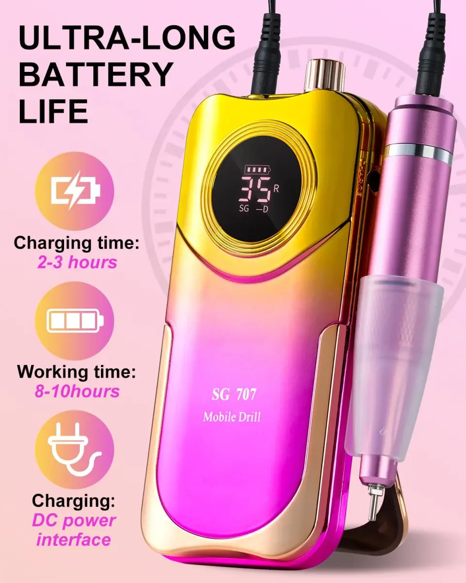 MOSKANY Professional Nail Drill Kit 35000RPM Cordless Rechargeable | 35000 RPM - view 3