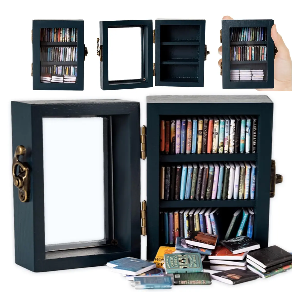 TABTAG Anxiety Bookshelf Mini Book Micro Display Stand 3.74 x 2.75 x 1.97 inches | Stress-Relief Miniature Library - main product image
