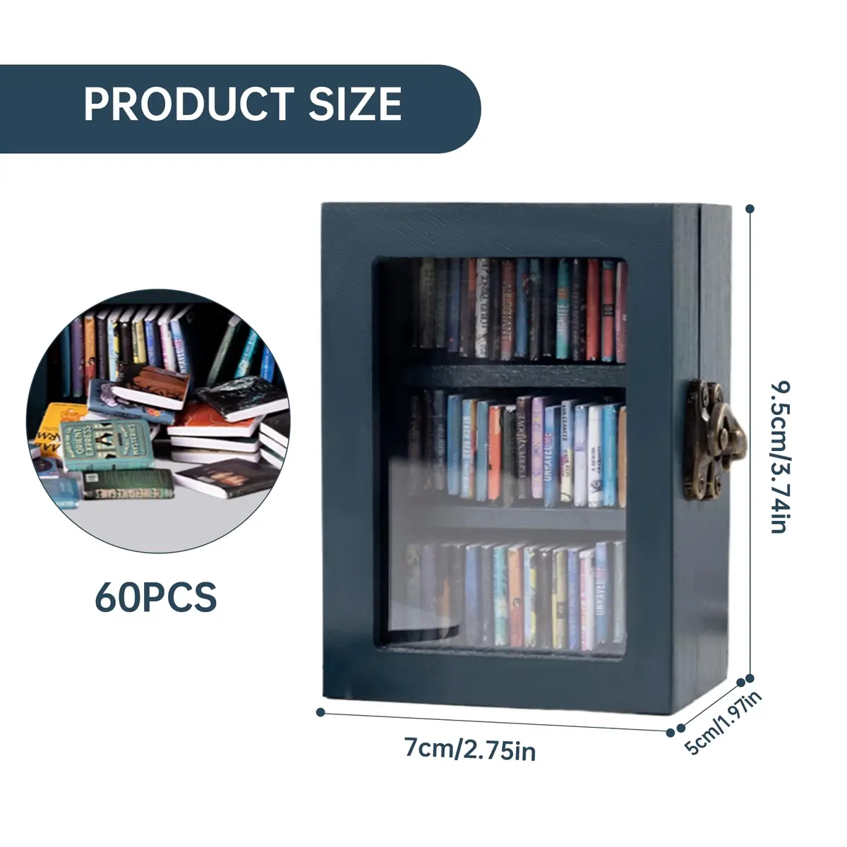TABTAG Anxiety Bookshelf Mini Book Micro Display Stand 3.74 x 2.75 x 1.97 inches | Stress-Relief Miniature Library - view 2