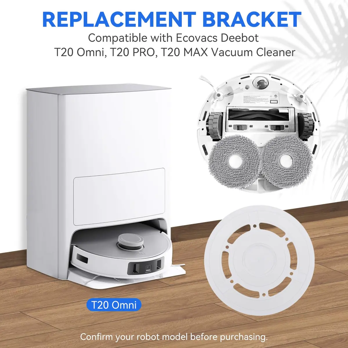 Sgizoku Mop Pad Plate Holder for Ecovacs Deebot T20 Omni/Pro/Max - 2 Pack - view 3